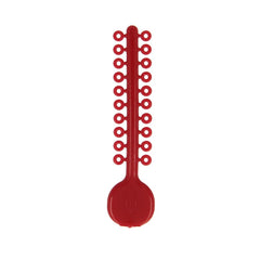 Front view of American Orthodontics ligatures 20-stick red packaging
