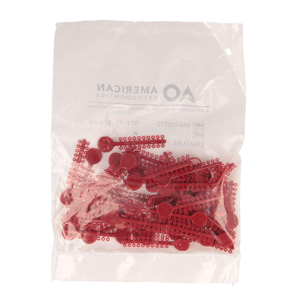 Pack of 50 sticks, totaling 1,000 ligatures in red
