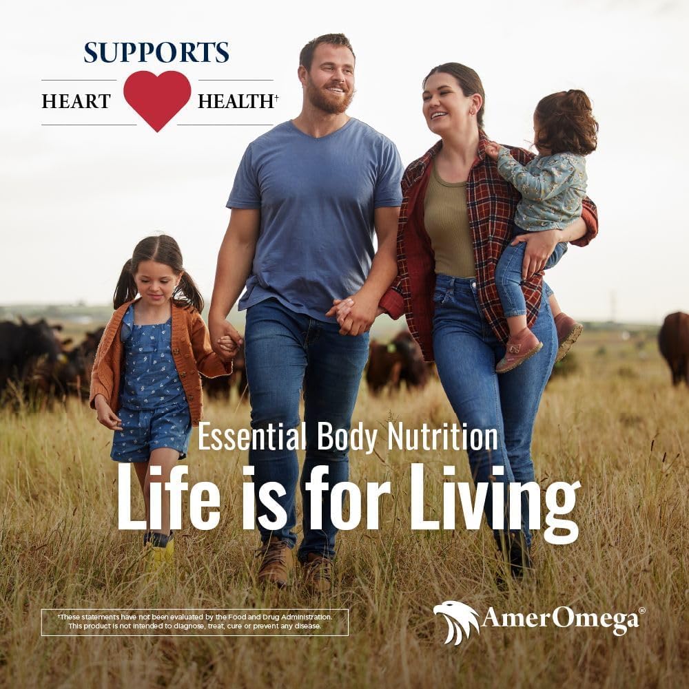 Graphic depicting heart health and omega-3 benefits