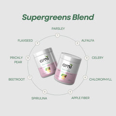 Ami Fitness Glow Greens mango smoothie showcases a bright, nourishing start
