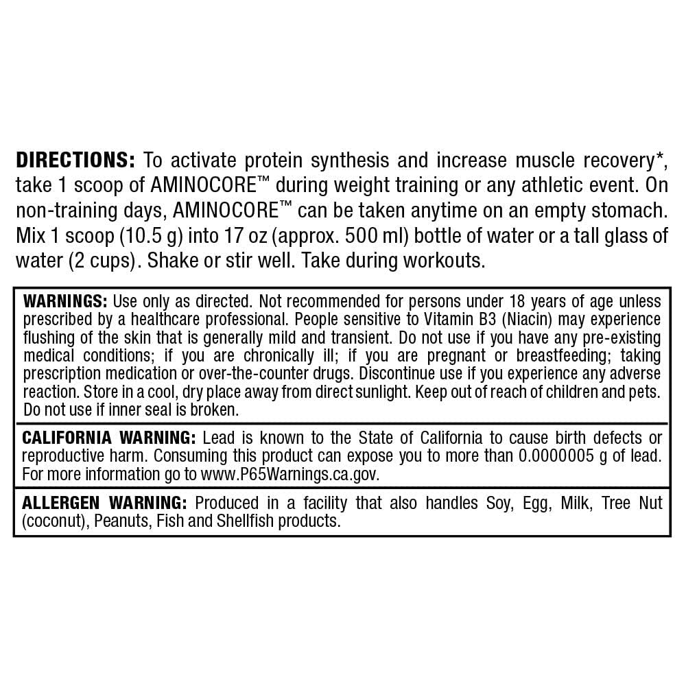 Nutrition facts and ingredients information on the label