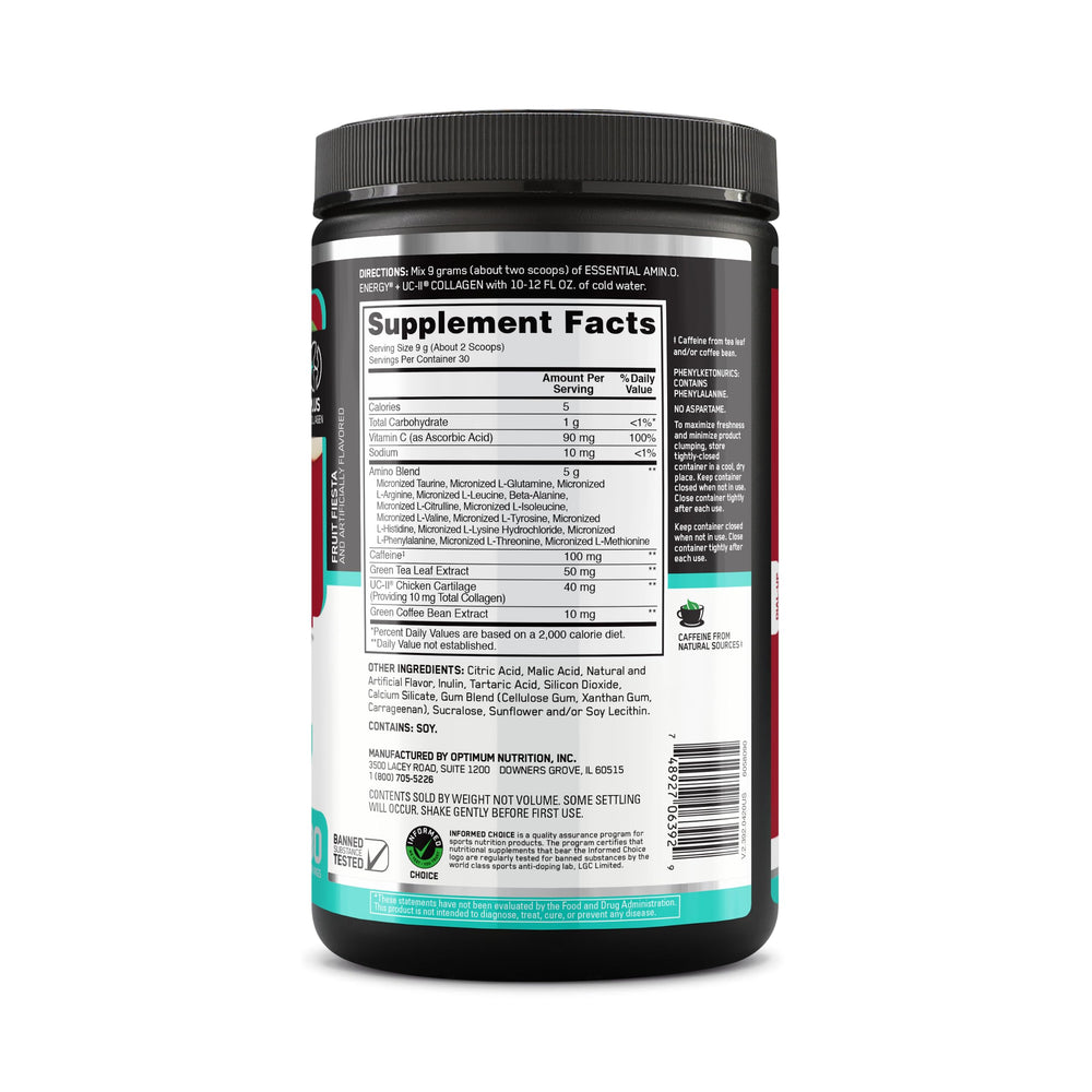 Serving scoop with powder and glass showing energy mix