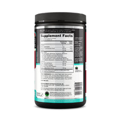 Serving scoop with powder and glass showing energy mix