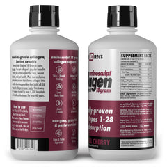 Front view of AminoSculpt Liquid Collagen Original Cherry bottle with label