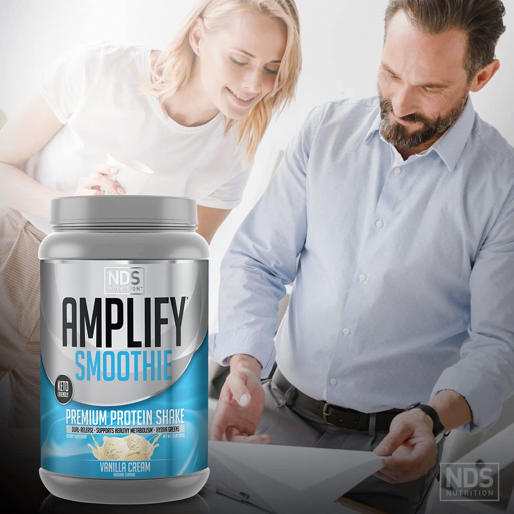 AMPLIFY NDS Nutrition Smoothie recovery action visual suggesting post-workout repair