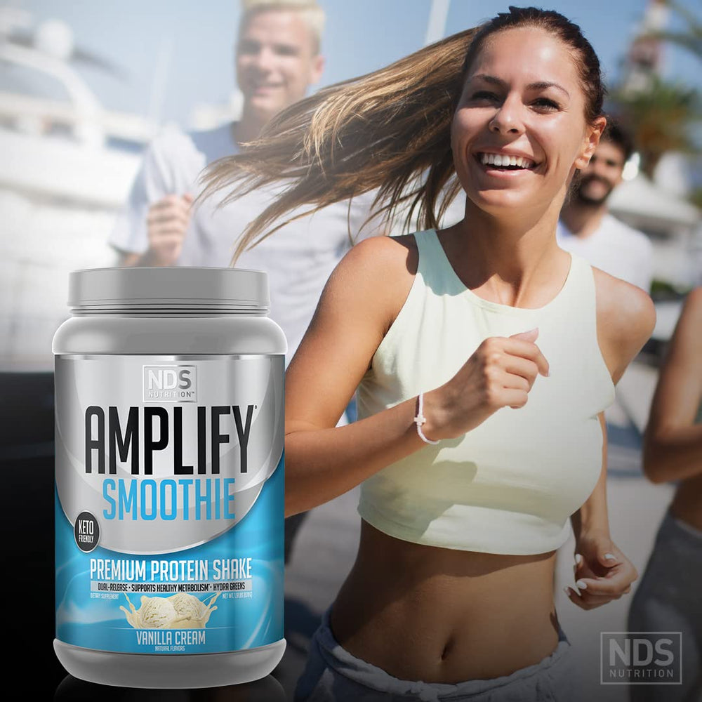 AMPLIFY NDS Nutrition Smoothie texture close-up showing creamy protein powder