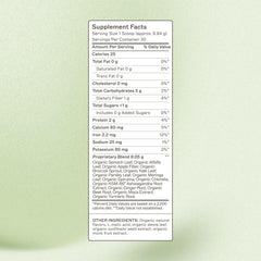 Spirulina, chlorella and barley grass ingredients in greens powder
