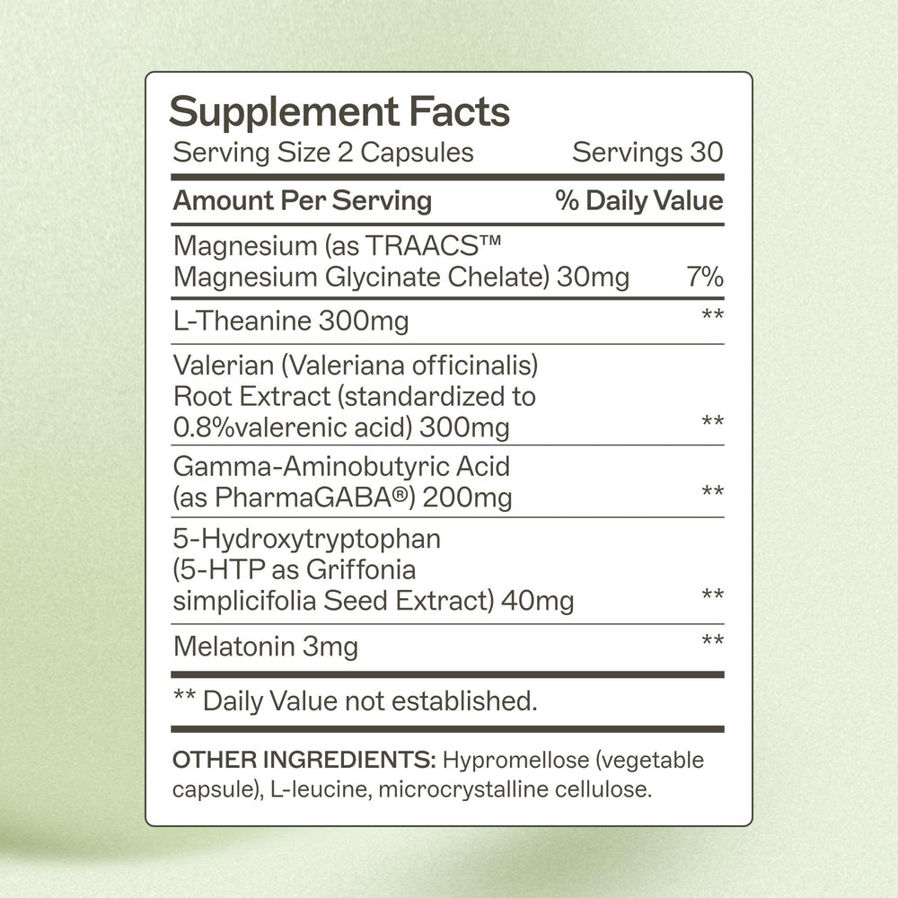 Close-up of Rest & Restore with Melatonin label showing ingredients