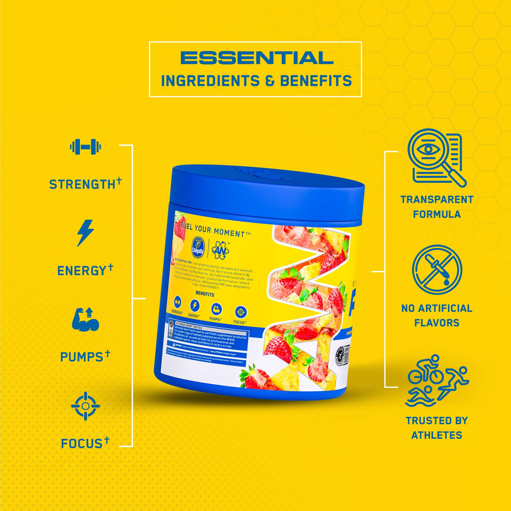Powder being mixed into water for AN Essentials Pre-Workout