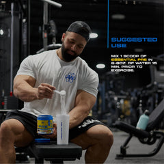Usage guide showing recommended 15 minutes before workout
