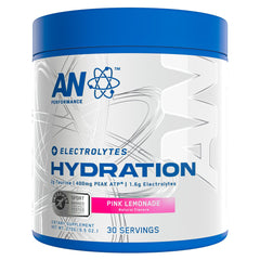 Front view of AN Performance Electrolyte Drink Mix in Pink Lemonade flavor – 30 servings