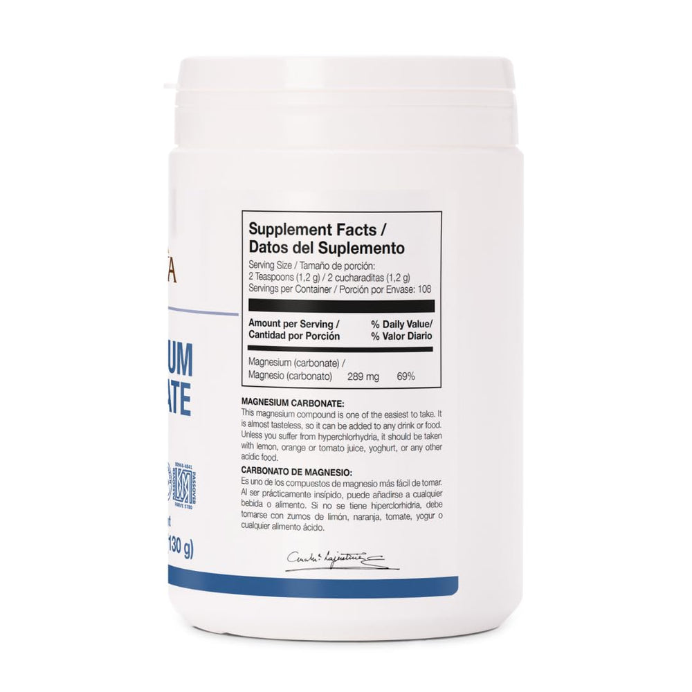 Unflavored magnesium carbonate powder dissolving in water