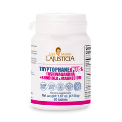Ana María Lajusticia Tryptophane Plus Ashwagandha bottle label – 60 tablets