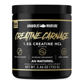 Anabolic Warfare Creatine Carnage bottle shows convenient strength and endurance support.