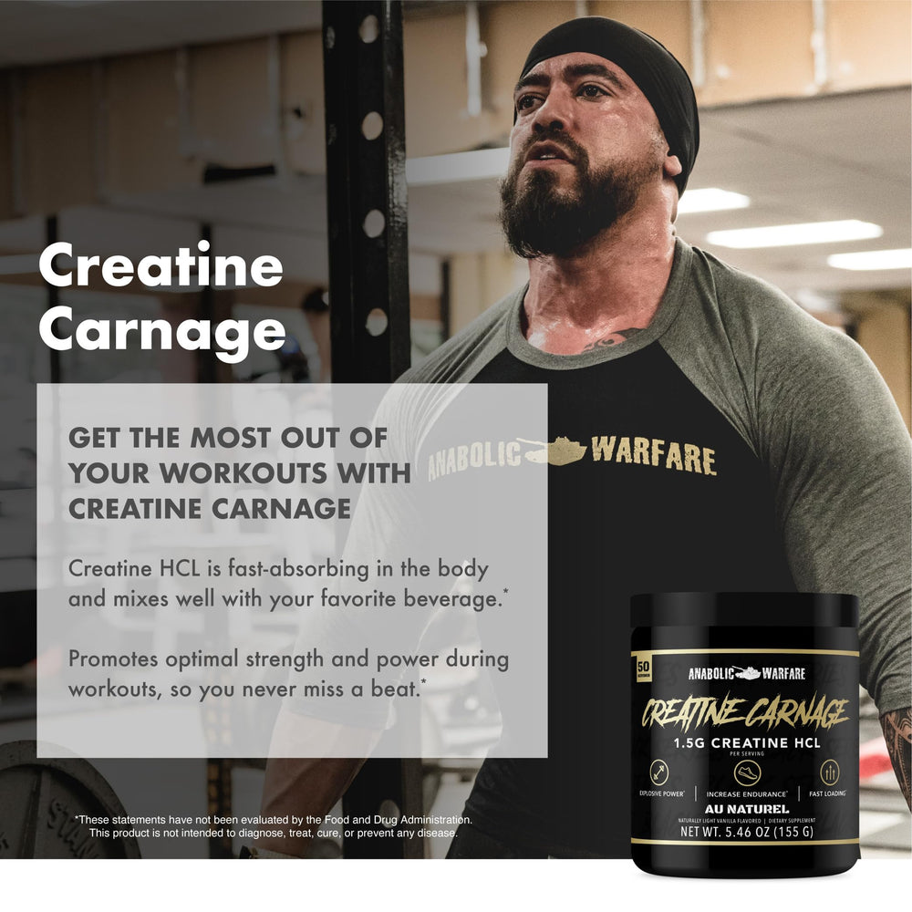 Lean muscle formation visualization with Creatine Carnage for efficient training.