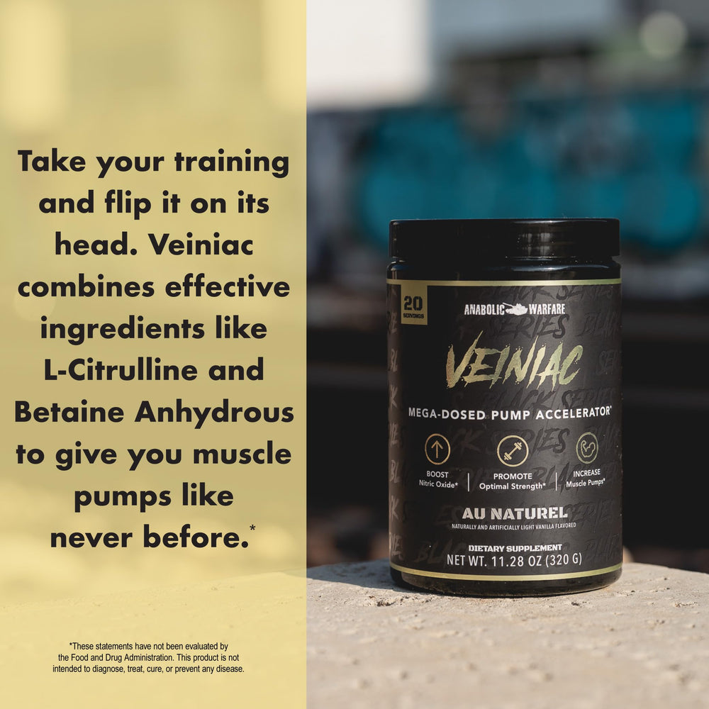 Veiniac ingredient list highlights betaine and citrulline for hydration support.