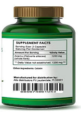Close-up of Anamu 1250mg label