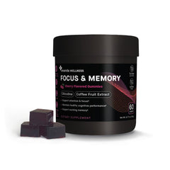 Bottle of Ananda Wellness Focus & Memory Gummies – Dark Cherry flavor