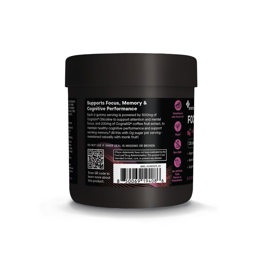 Label highlighting Cognizin Citicoline 500 mg and CognatiQ Coffee Fruit 200 mg