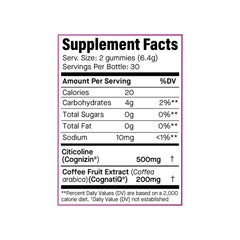 Serving suggestion: two gummies with a glass of water