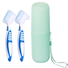 Anbbas 2-piece denture brush with double bristle heads and protective cover