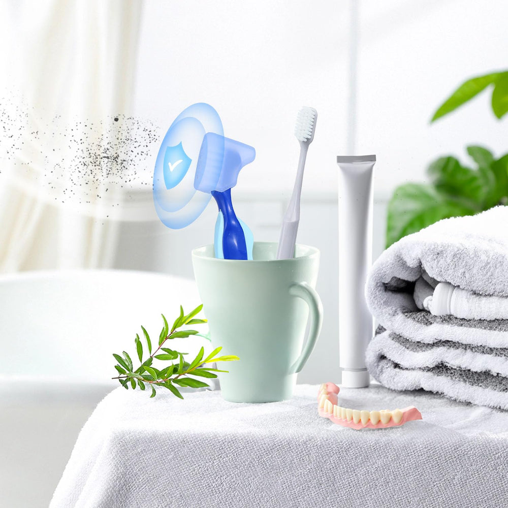 Travel-friendly denture care kit with cap