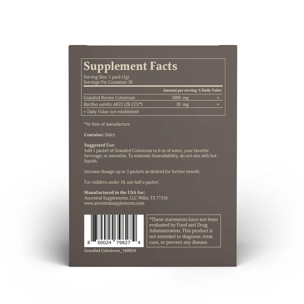 Back view showing single-serve packets and nutrition information