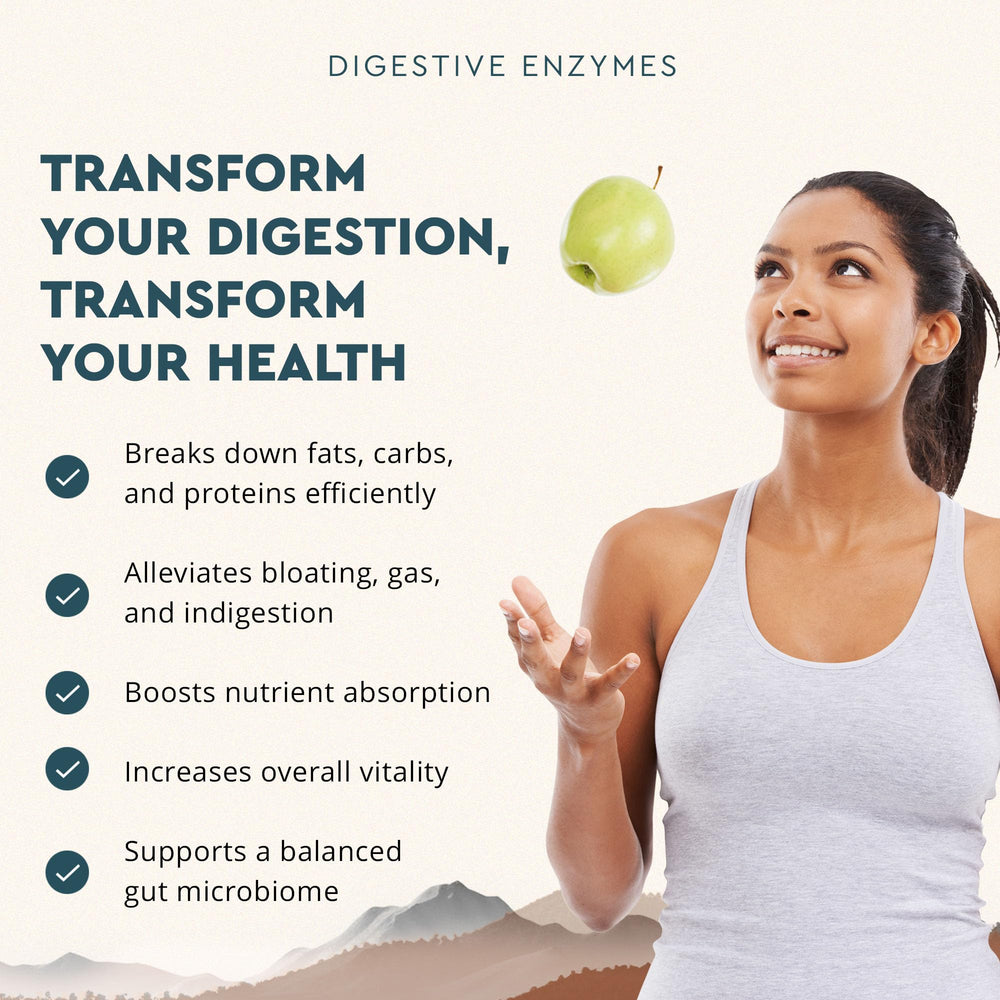 Allergen-free, non-GMO digestive enzyme supplement label