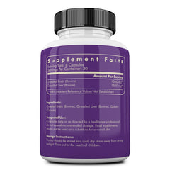 Close-up of brain and liver supplement capsule ingredients