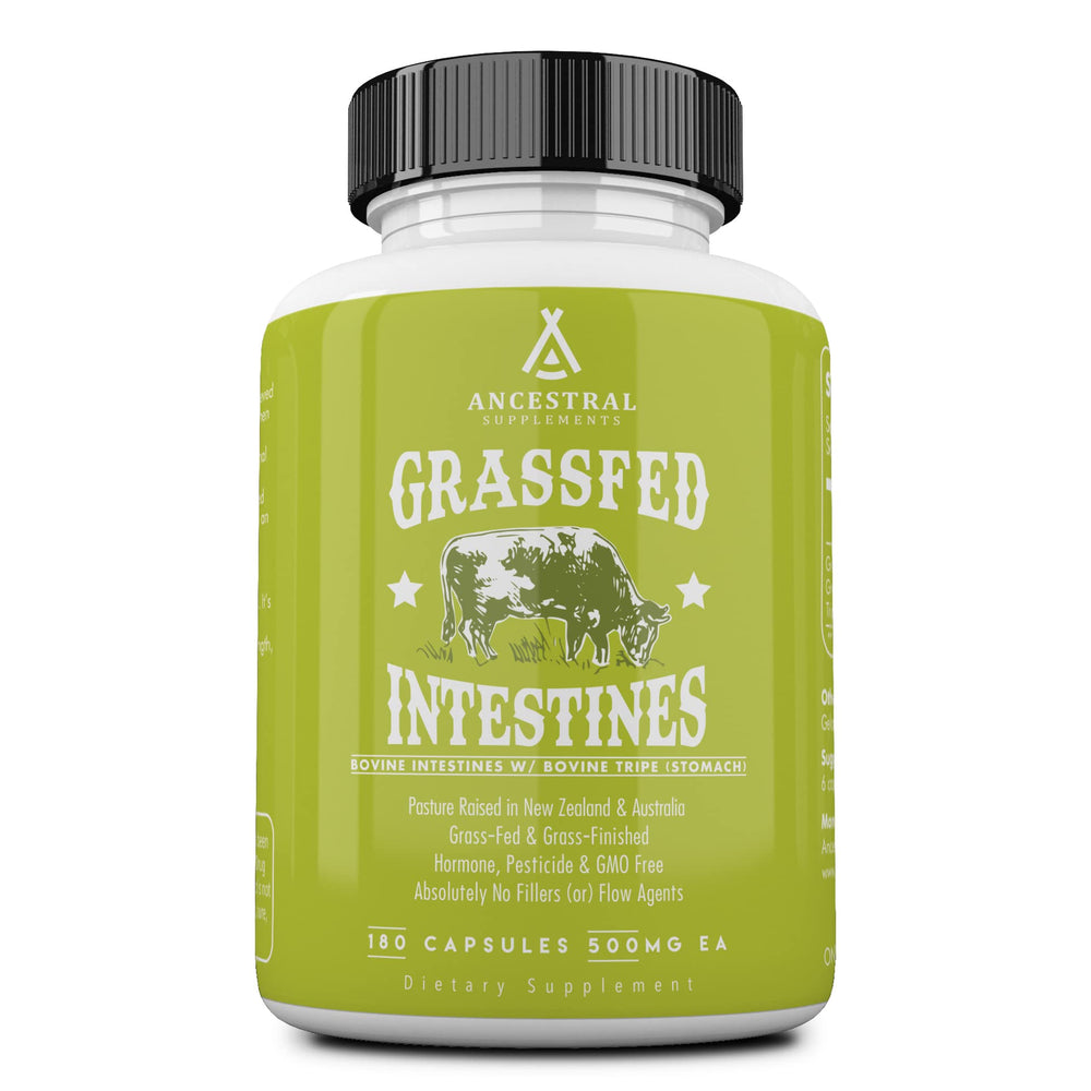 Bottle of Ancestral Supplements Grass Fed Beef Intestines Tripe 3000mg