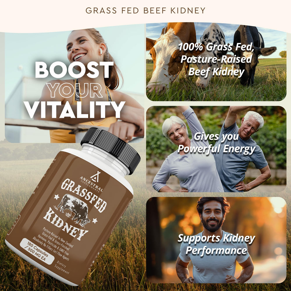 Close-up of kidney health capsules showing DAO enzyme and ingredients