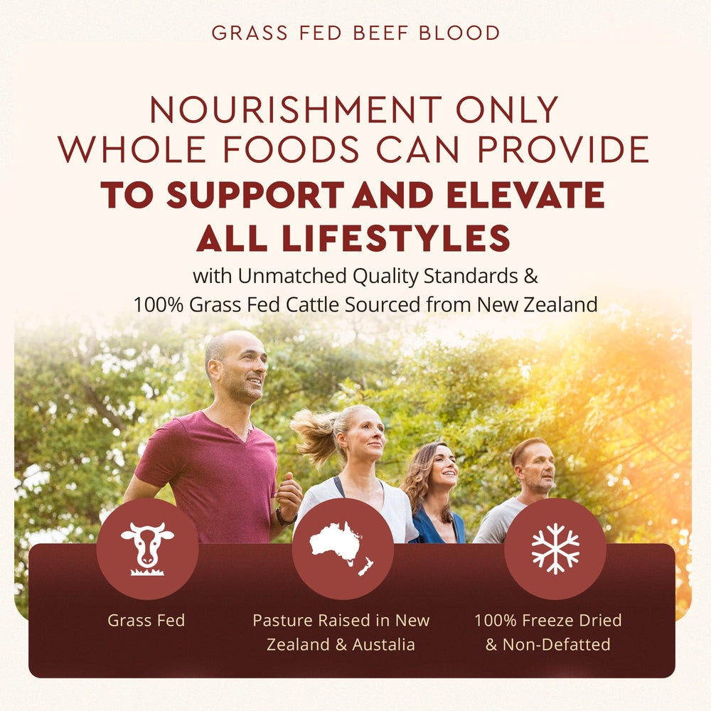 Non-GMO, additive-free grass-fed blood formula packaging