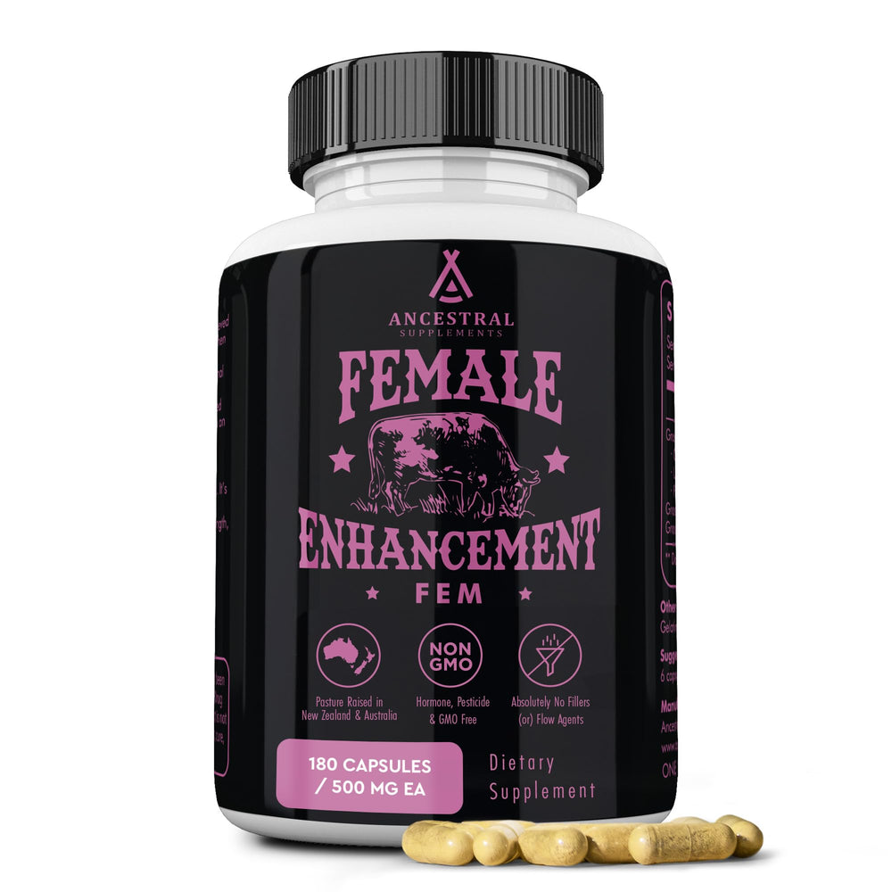 Ancestral Supplements beef organ for women bottle highlights grass-fed blend for daily wellness