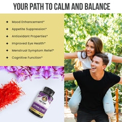Ancient Bliss saffron packaging box highlighting quality saffron extract for wellness.