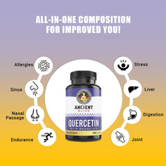 Bottle label showing 1000mg quercetin and 200mg bromelain