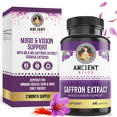 Front view of Ancient Bliss saffron extract capsules bottle