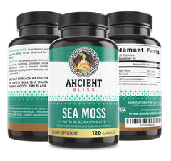 Product display table with Ancient Bliss sea moss