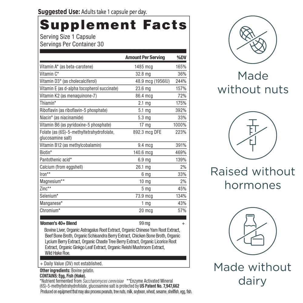 Close-up of label highlighting 20 vitamins and minerals