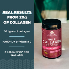 Scoop of guava passion fruit collagen powder