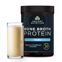 Bottle of Ancient Nutrition Bone Broth Protein Powder Vanilla flavor