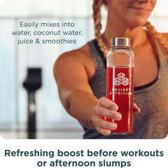 Serving suggestion showing powder mixed for beverage