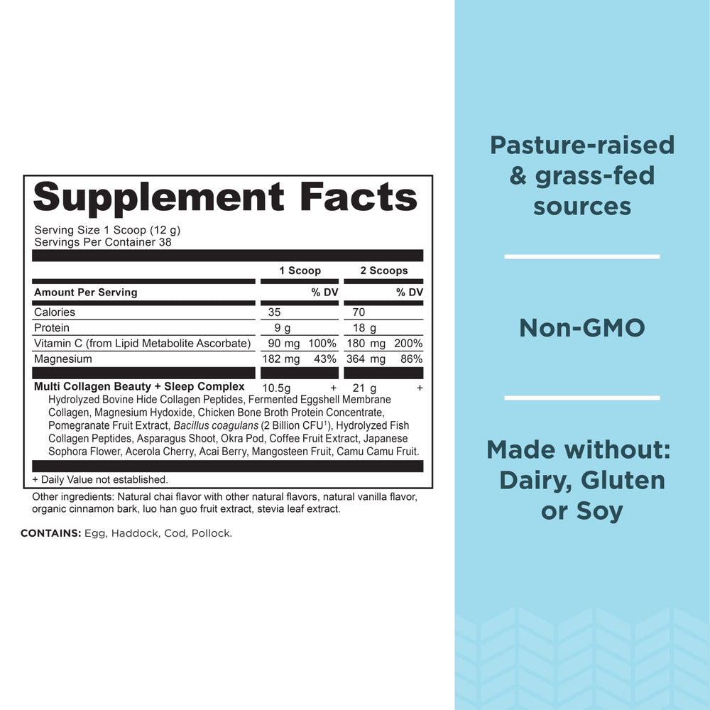 Scoops of Vanilla Chai collagen powder being prepared