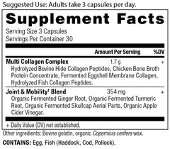 Close-up of multi collagen capsules in bottle