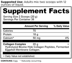 Unflavored collagen peptides powder with scoop