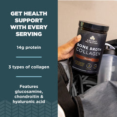 Close-up of chocolate collagen powder texture