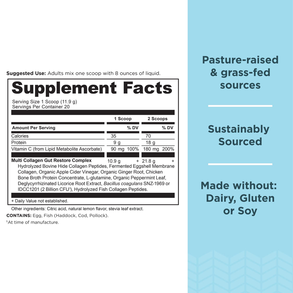 Second packaging image of Ancient Nutrition Gut Restore Collagen Powder