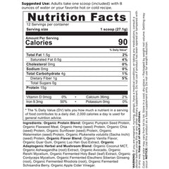 Ancient Nutrition Organic Plant Protein Vanilla bottle highlights dairy-free nutrition