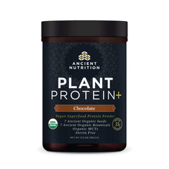 Ancient Nutrition Plant Based Protein Powder bottle shows 15g protein per serving for vegan shakes