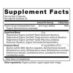 Close-up of Regenerative Organic Certified label on Probiotics for Women