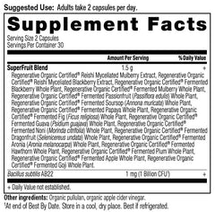 Close-up of the label on Ancient Nutrition ROC SuperFruits Capsules